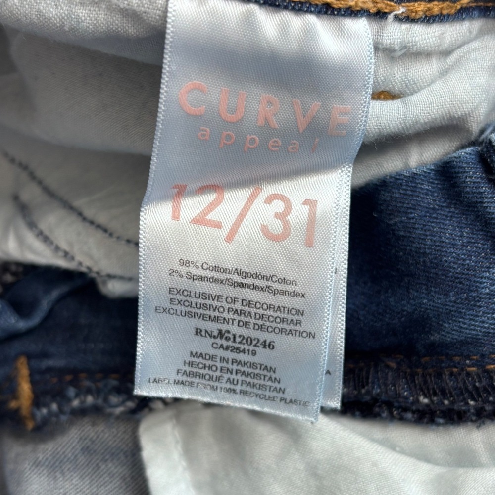 Curve Appeal Wide Leg Cropped Jeans Women 12 Medium Wash High Rise Stretch Denim - Picture 3 of 7